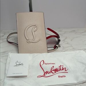 Christian Louboutin Cream and Red Leather Card Holder